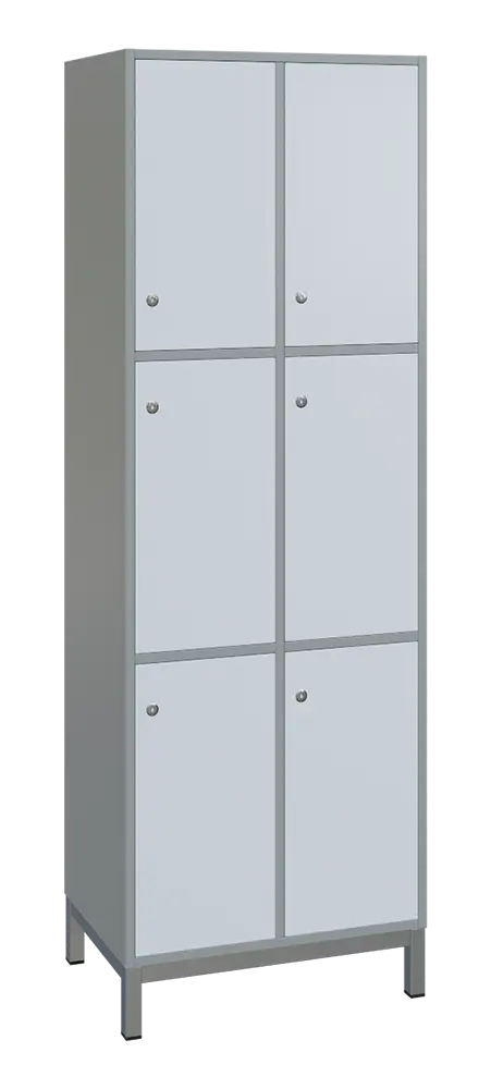 SBS-3322 šatní skříň 6-boxová, 1800x600x400 mm, kovové nohy, korpus šedý, dvířka bílá